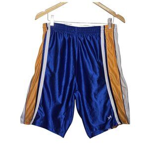 Vintage Y2K Varsity Athletics Basketball Dazzle Shorts Shiny Blue Gold Youth XL